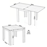 [Oak] Flip-top table size guide showing closed and extended dimensions, clearance and 20kg capacity