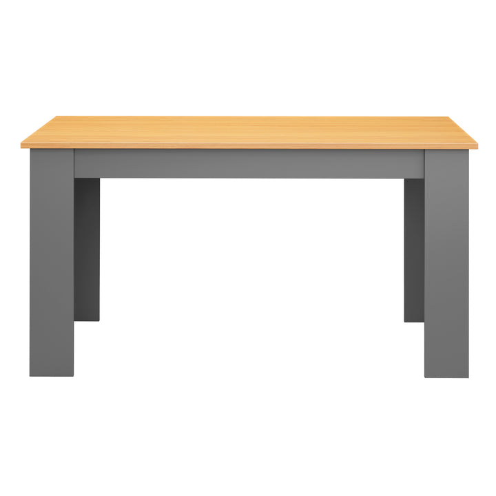 [6 Seater | White] studio cut out of pine top dining table with grey L shaped legs, no chairs, 140 cm length