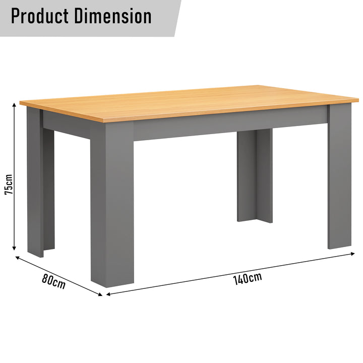 [6 Seater | Black] dimensions diagram of dining table 6 seater: 140 cm length, 80 cm width, 75 cm height