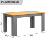 [6 Seater | Grey] 6 seat dining table dimensions: length 140 cm, depth 80 cm, height 75 cm