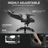 [Black + Grey] Ergonomic chair with adjustable features on a dark background