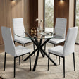 [White | Set of 4] PU leather dining chairs set around a glass table in a bright dining room