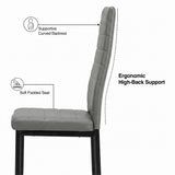 [Grey | Set of 6] Side graphic showing supportive curved backrest, soft padded seat and ergonomic high-back support