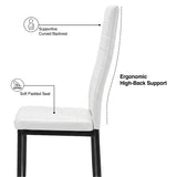 [White | Set of 8] Side graphic showing supportive curved backrest, soft padded seat and ergonomic high-back support