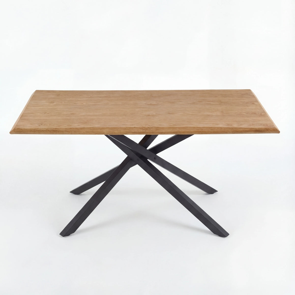 [4 Seater | Grey]  Xylon rectangular dining table with natural wood finish and cross base for added support.