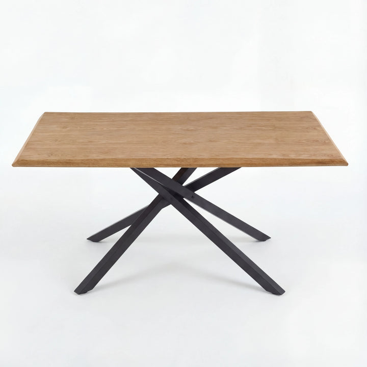 [4 Seater | Grey]  Xylon rectangular dining table with natural wood finish and cross base for added support.
