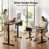 [160cm x 70cm] Side-by-side height comparison for the 160cm rustic desk, max 120 and min 72 with seated user