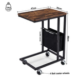 [Rustic] dimensions graphic: 47 W x 35D x 66H mm, 15 mm top, 20 mm metal frame, 4 caster wheels