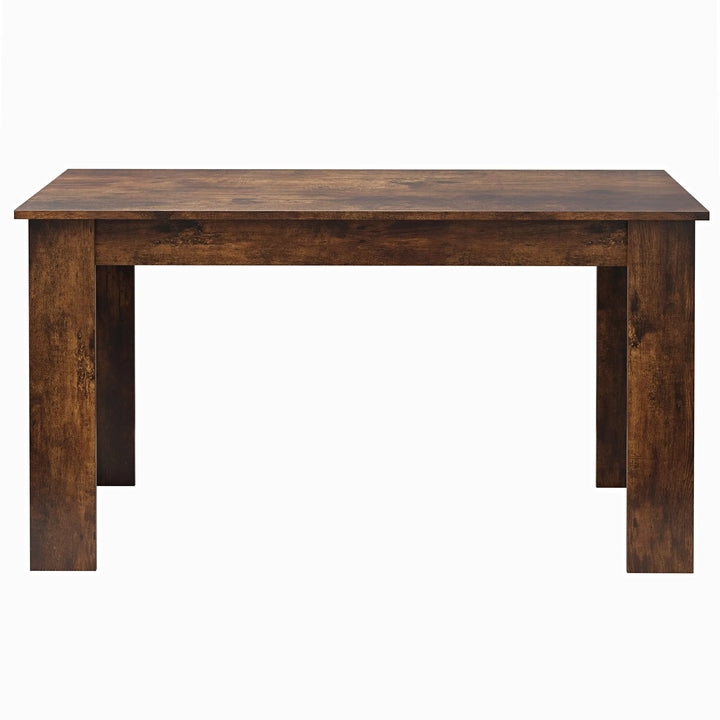 [4 Seater | White] Front view 112cm rustic finish dining table with chunky block legs white set