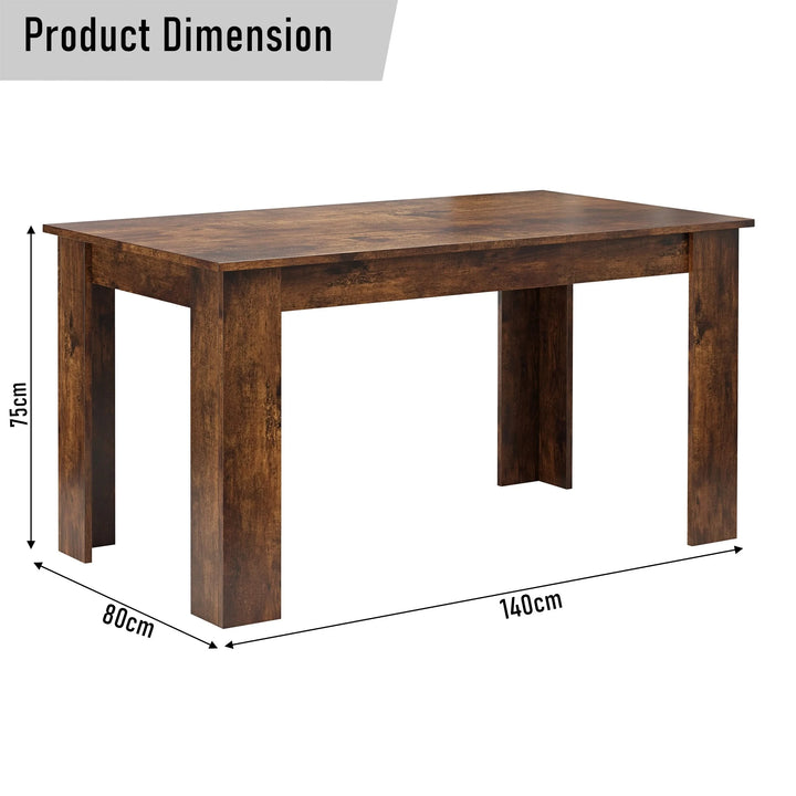 [6 Seater | Grey] Product dimension shot 140 x 80 x 75 cm for rustic 6 seater grey configuration