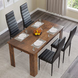 [4 Seater | Black] Top view rustic 112cm finish dining table laid with four settings and black chairs
