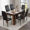 [6 Seater | Black] Six black PU leather dining chairs set around 140cm rustic finish table by tall window