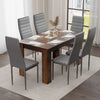 [6 Seater | Grey] Six grey PU leather dining chairs around rustic finish 140cm dining table