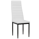 [6 Seater | White] White PU leather dining chair with ribbed back and black metal legs product shot