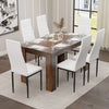 [6 Seater | White] Rustic finish 6 seater set with white ribbed chairs and place settings