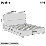 [Double | Grey] Dimensions diagram showing 168.5cm width and 221cm length with 103cm headboard height
