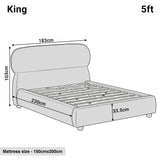 [King | Beige] Dimensions diagram showing 183cm width and 230cm length with 103cm headboard height