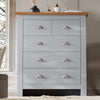[Grey] Shaker 5 drawer chest with oak top, cup handles and panel drawer fronts