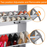 [Light Grey] Adjustable pull-down drawers in this light grey shoe storage cabinet allow easy organisation of heels and sneakers.