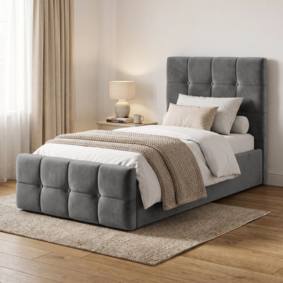 Square Ottoman Storage Bed - Velvet Ottoman Bed Frame