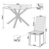 [Black] Skyra dining table set dimensions: 90cm table, 74.5cm height, 8mm glass, 98cm chair height