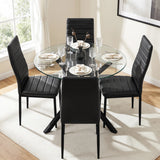 [Black] Skyra dining table set viewed from above with four chairs and place settings