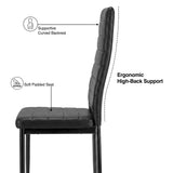 [Black] Skyra dining table set chair side profile showing padded seat and high back support