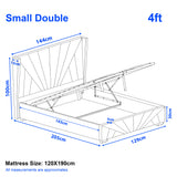 [Small Double | Silver] Diagram of a small double bed with dimensions labeled