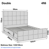 [Double | Grey] Dimension diagram for double 4ft6 bed showing 151cm width 206cm length and 113cm headboard height