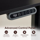 [120cm x 60cm] underside control on 120cm black standing desk with digital cm display and six capacitive touch keys