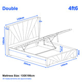 [Double | Beige] Dimension diagram for double 4ft6 sunrise bed showing 159cm width 205cm length and 100cm headboard height
