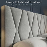 [Double | Grey] Overhead angled view of velvet bed with diamond headboard in sage green country bedroom