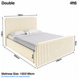 [Beige | Double] Bed dimensions: frame 148W x 203L x 120H cm, footboard H62cm, & mattress base H35cm for 135 x 190cm mattress