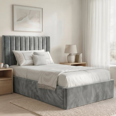 Vertical Line Ottoman Storage Bed - Velvet Ottoman Bed Frame