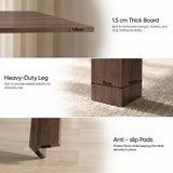 [Walnut] Detail guide showing 1.5cm board, 11 x 11cm heavy-duty leg and anti-slip footpads