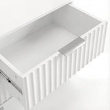 [White] Interior view of white bedside drawer with smooth painted finish and practical storage depth