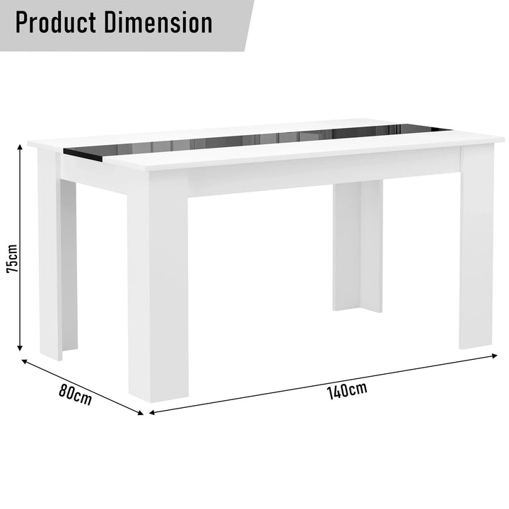 [6 Seater | Black] table dimensions diagram of the 6 seater dining set: 140cm width, 80cm depth, 75cm height