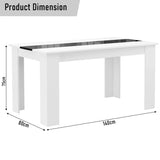 [6 Seater | Grey] labelled drawing of 140 x 80 x 75 cm white gloss dining table with black centre inlay top