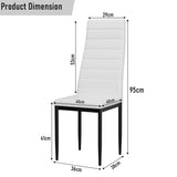 [6 Seater | White] white PU dining chair diagram: 40cm seat, 38cm depth, 95cm tall, 41cm seat height, 53cm back