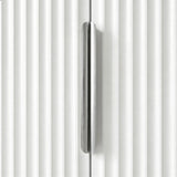 [White] Flutrina wardrobe door handle close-up detail in silver