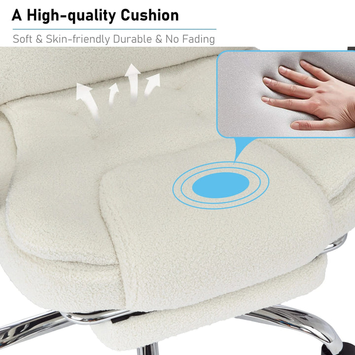 [White Fur Fabric] Swivel recliner club chair with a high-quality cushion for superior comfort and support.
