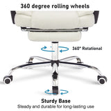 [White Fur Fabric] Buy a recliner swivel chair with 360-degree rolling wheels for easy movement and comfort.