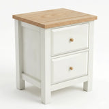 [White] nightstand with wooden top on a white background