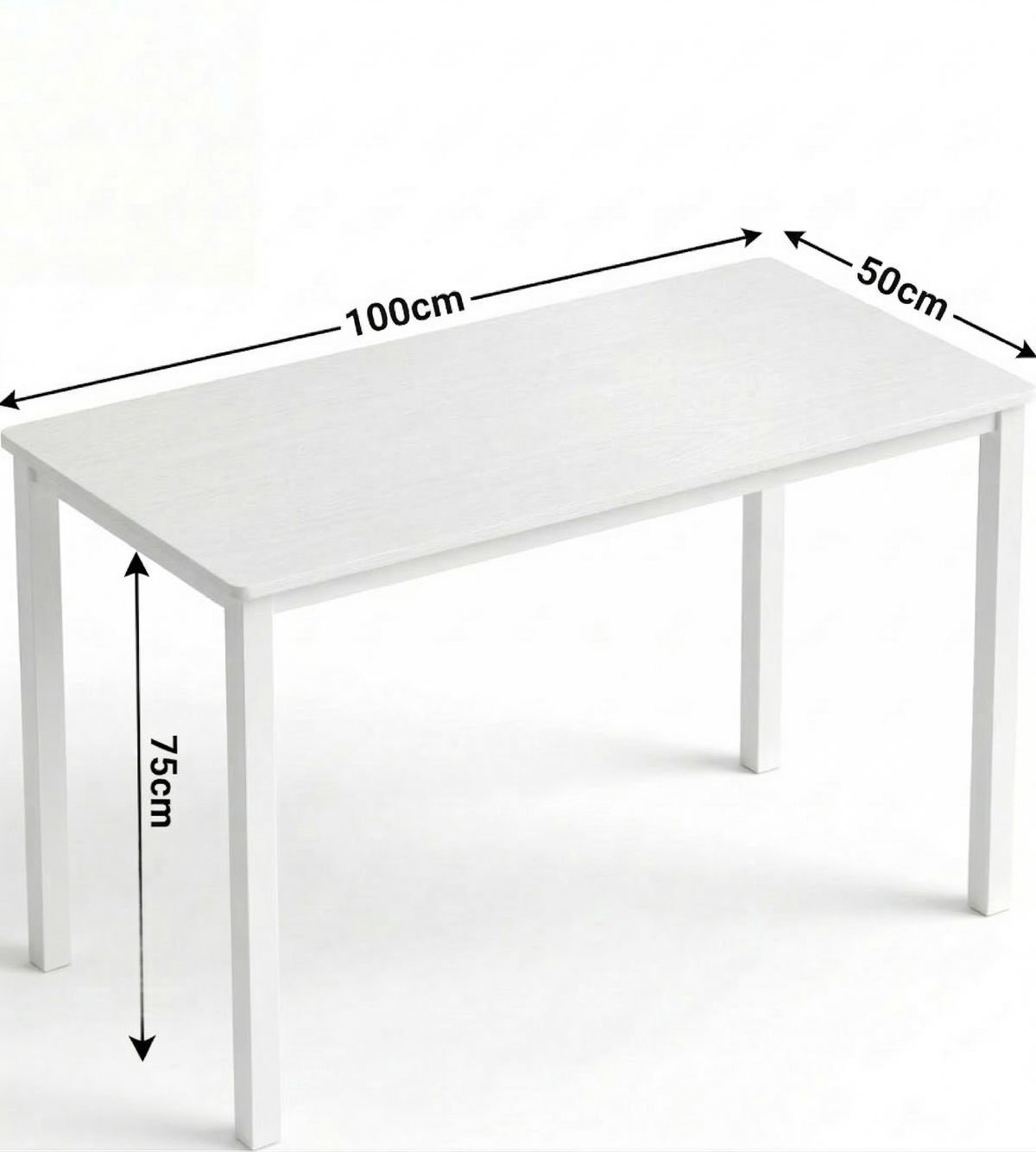 [100 x 50 cm] Home Office Desk 100cm annotated dimensions diagram showing 100cm width, 50cm depth, and 75cm height on white background