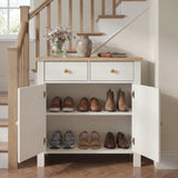 [White] Linra 2 door sideboard with drawers and spacious shoe storage in modern hallway interior