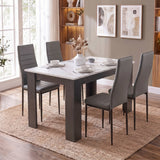 [4 Seater | Grey] White Marble 4 Seater Dining Table and Chairs Set styled beautifully in a sunlit dining area with matching grey chairs.