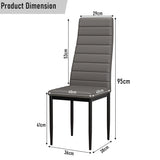 [4 Seater | Grey] grey dining chair dimensions: 95cm height, 40cm seat width, 53cm back, 41cm seat height
