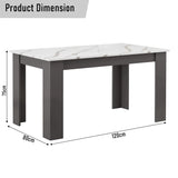 [4 Seater | Grey] dimensions diagram of 4 seater marble dining table 120cm long, 80cm wide, 75cm tall, grey base