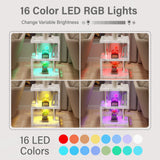 [White Marble] 16 color RGB LED lighting options for marble finish side table, with adjustable brightness for mood settings.
