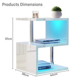 [White] White high gloss sofa side table dimensions 44cm wide x 38cm deep x 57cm tall on white background